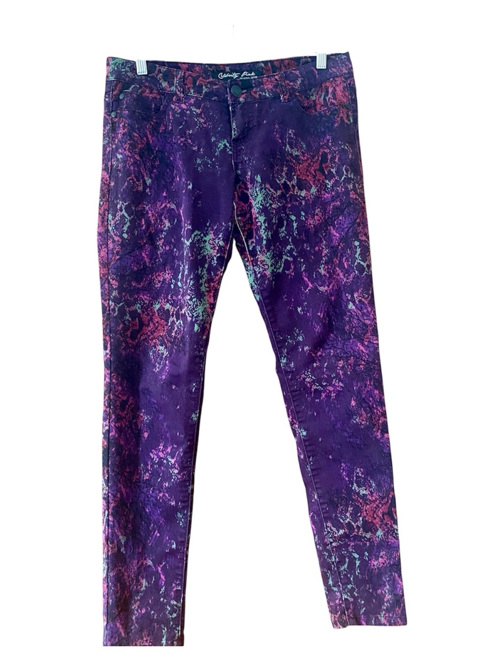 Celebrity Pink Abstract Print Skinny Pants Juniors 9 Purple Pink Y2K